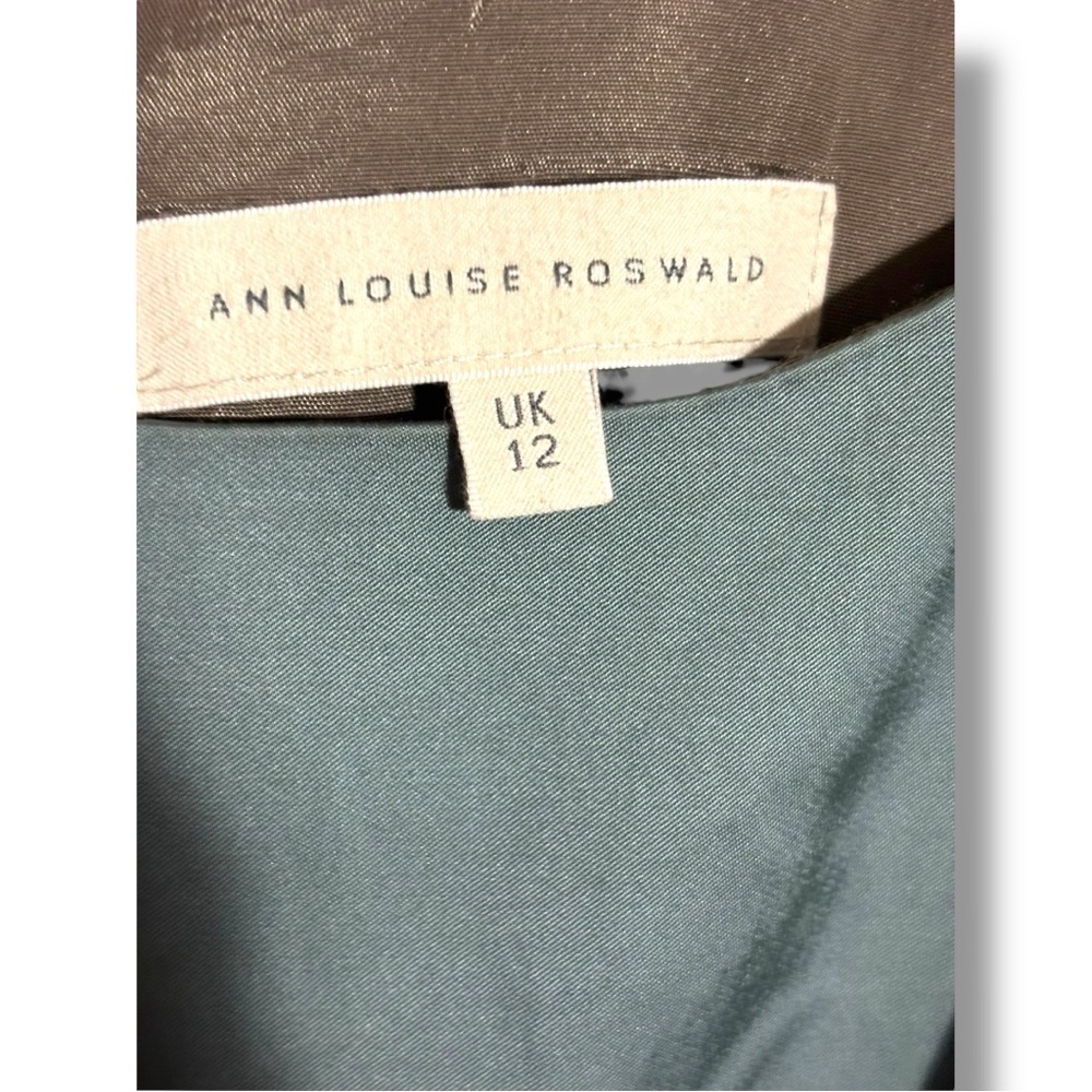 Ann Louise Roswald UK 12 Stylish Light Teal Empire Waist Sleeveless Satin Dress - Picture 12 of 16